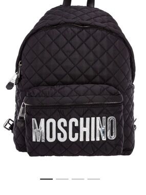 Moschino Logo Patched Quilted Backpack